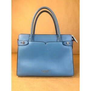 Kate Spade Classic Medium Satchel - Blue Pebbled Leather Top Handle Bag